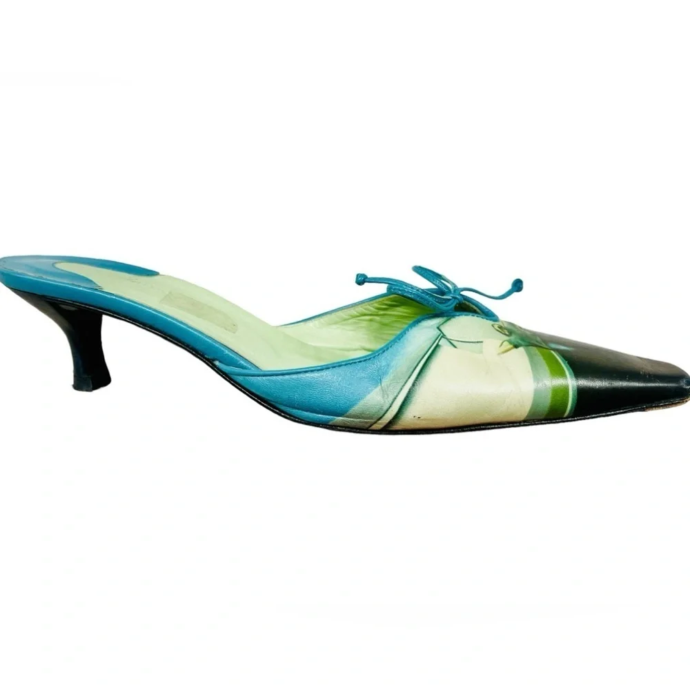 Icon Wearable Art Teal Green Mules Slides Shoes 8.5 - Picture 12 of 14